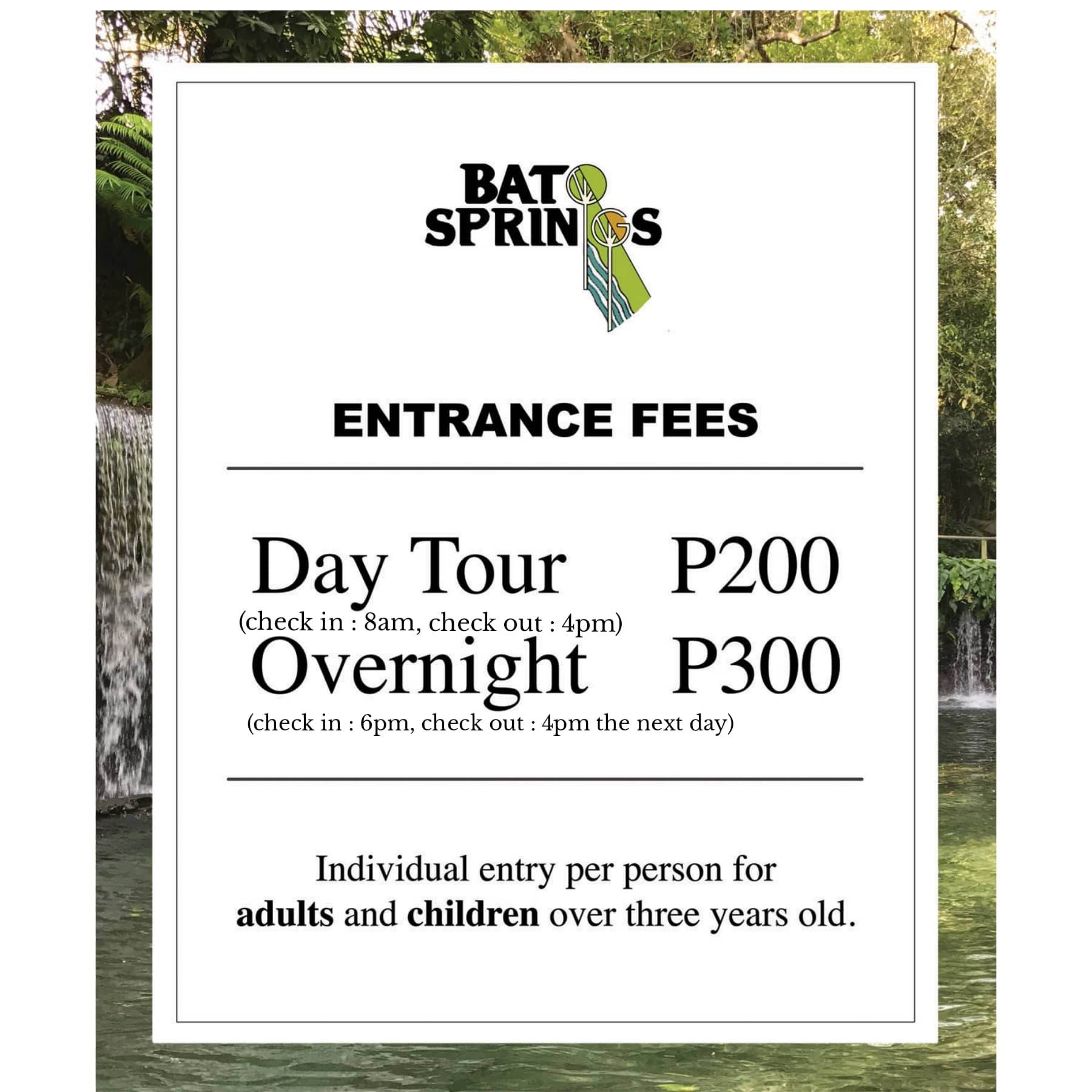 Bato Springs Resort Entrance Fees